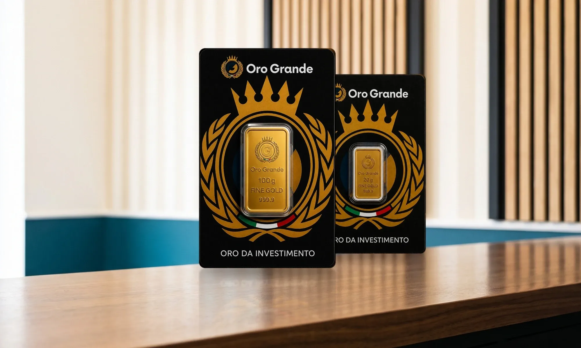 Lingotti d’oro Oro Grande da 100 e 20 grammi nelle card certificate