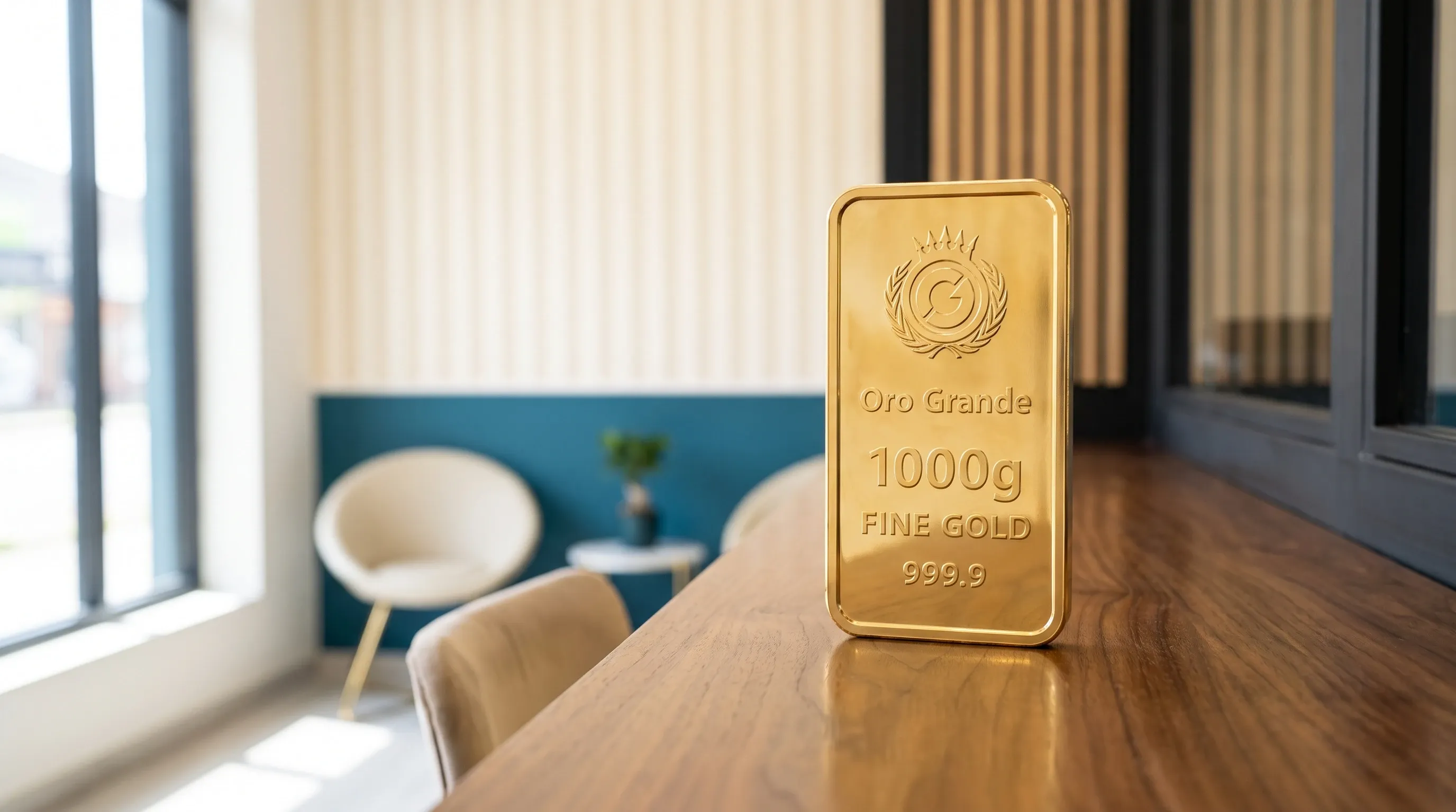 Lingotto d’oro Oro Grande da 1000 grammi sul banco