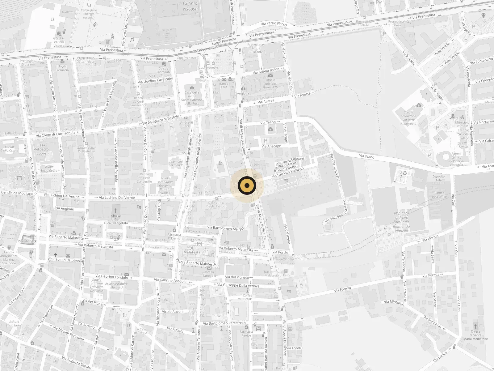 Mappa della zona intorno alla sede Oro Grande di Via di Acqua Bullicante, 325 — 00176 Roma (RM)