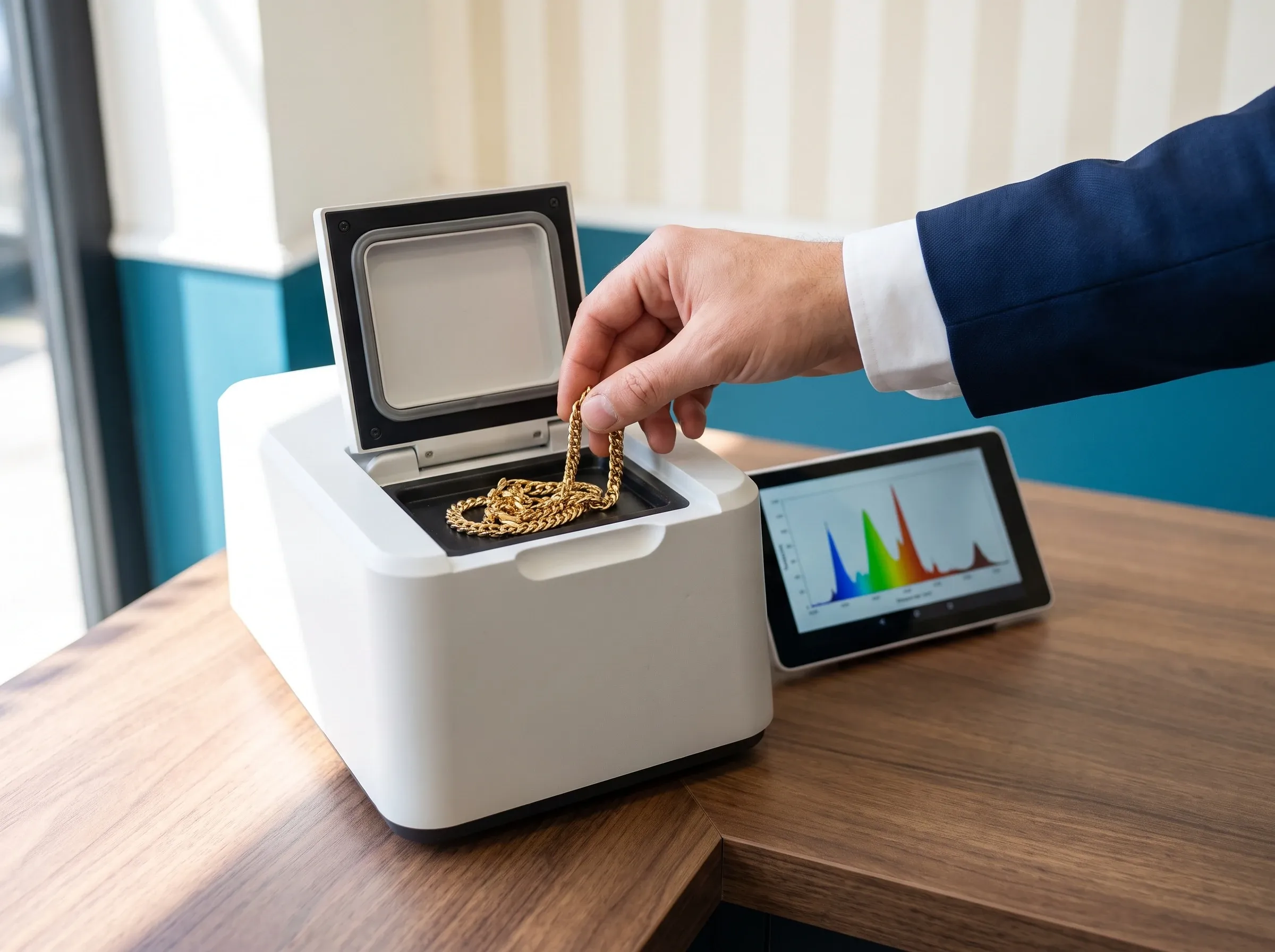 Analisi di una catenina d’oro con lo spettrometro XRF